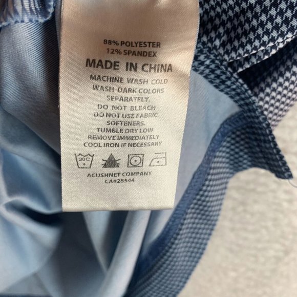 FJ Footjoy Polo Shirt Men's Medium Blue Houndstooth Stretch‎ Collared Golf 8199 - Picture 6 of 8